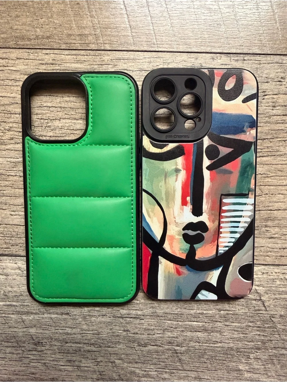 Apple Green Puffer Wallet Case & Abstract Multi-Color Art Case